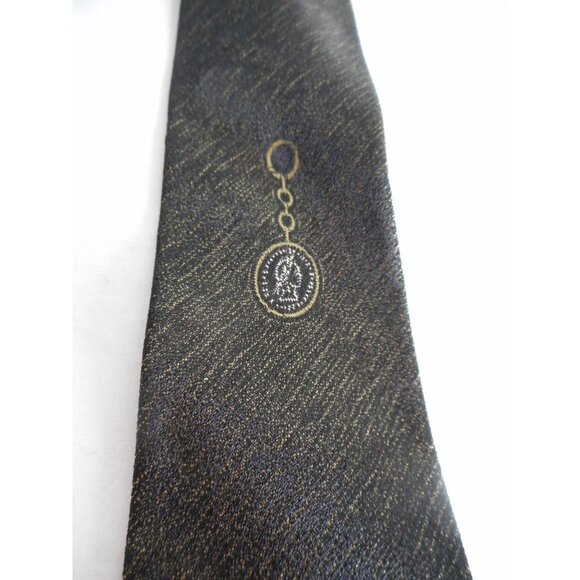 Vintage MCM Black Gold Roman coin Tie necktie Estate Find - Picture 1 of 6